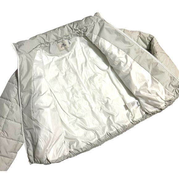 Urban Outfitters UO Quilted Puffer Jacket Men’s Unisex White Stripes Size Small - Picture 10 of 16